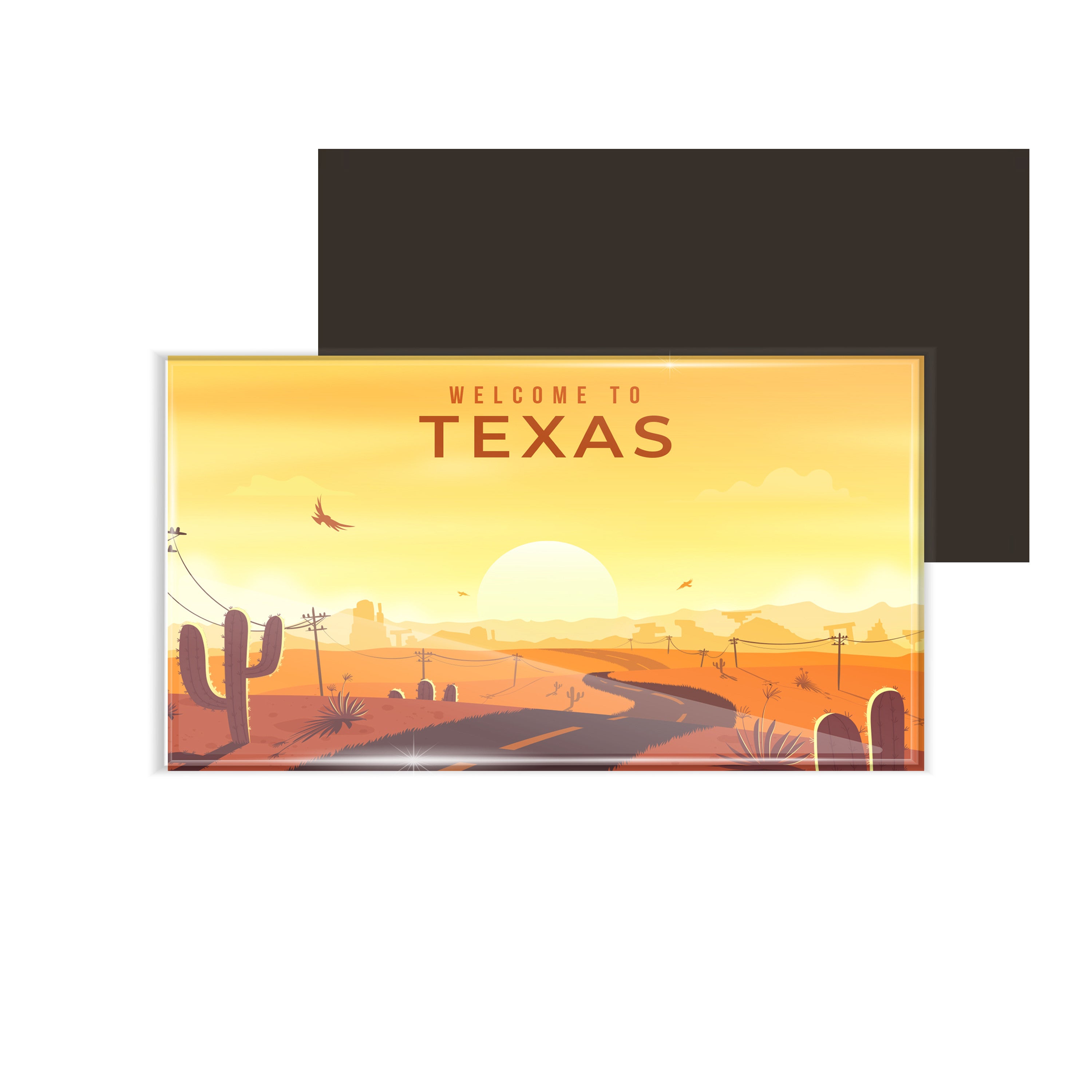 dhcrafts Fridge Magnet Rectangle Acrylic Glass (8.6 x 5.4 cm) Multicolor Travel Texas Design Pack of 1